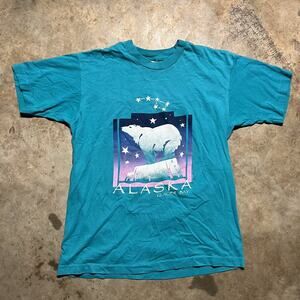 Vintage 90s Alaska Blue Destination Polar Bear Shirt
